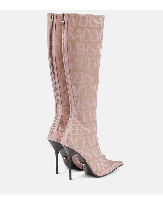 Versace Pink Allover Knee-high Boots