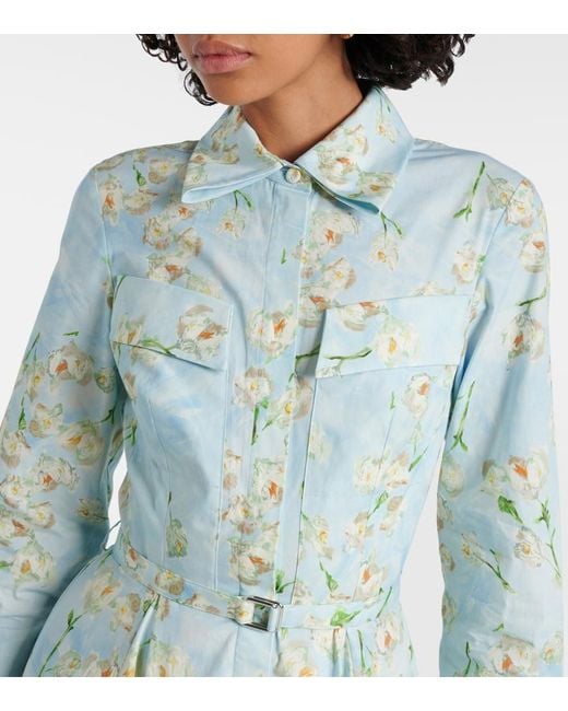 Emilia Wickstead Blue Cotton Floral Emmalyna Midi Dress