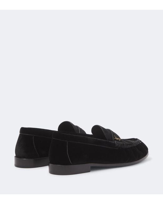 Saint Laurent Black Le Loafer Velvet Penny Loafers for men