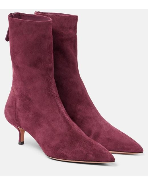 Aquazzura Purple Montmartre Suede Ankle Boots