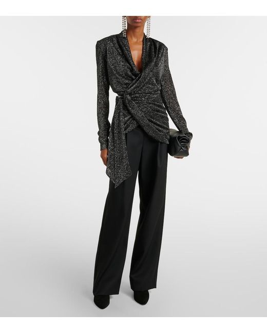Isabel Marant Black Cinay Lame Wrap Top