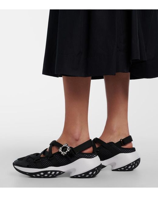 Roger Vivier Black Viv' Run Embellished Sneakers