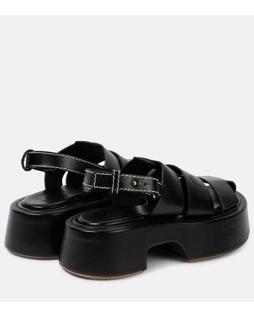 J.W. Anderson Black Fisherman Leather Platform Sandals