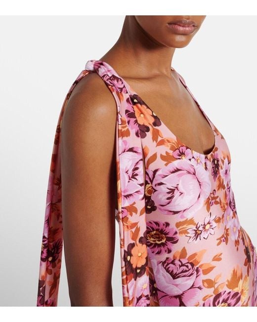 Chloé Red Floral Knot-Detail Swimsuit