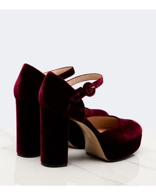 Gianvito Rossi Brown Velvet Platform Pumps