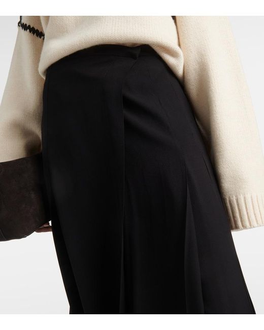 Totême Black Wrap Crepe Maxi Skirt