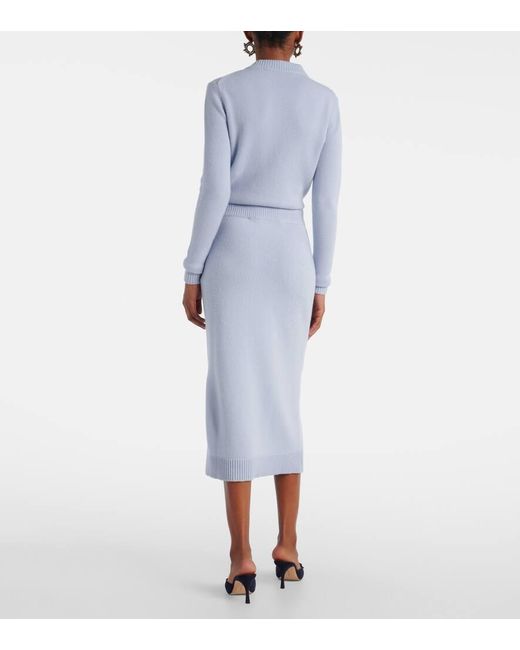 Jupe Crayon Midi En Laine Et Cachemire Carolina Herrera en coloris Blue