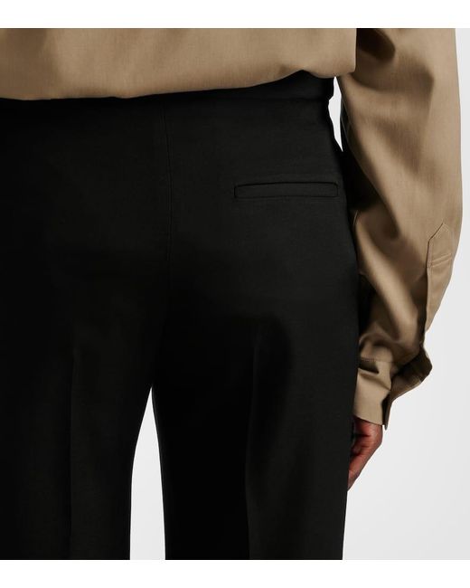 The Row Blue Gerade Mid-Rise-Hose Jesse Aus Wolle