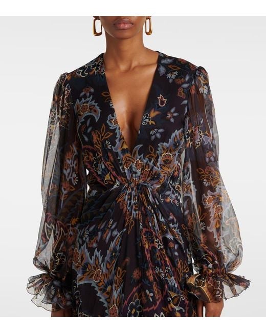Etro Black Printed Silk Gown