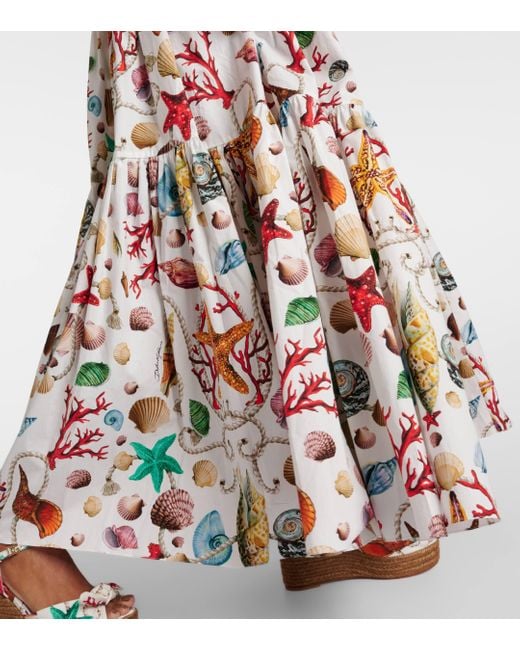 Dolce & Gabbana White Capri Printed High-rise Cotton Maxi Skirt