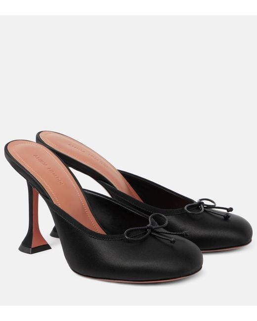 AMINA MUADDI Black Lila 95 Satin Mules