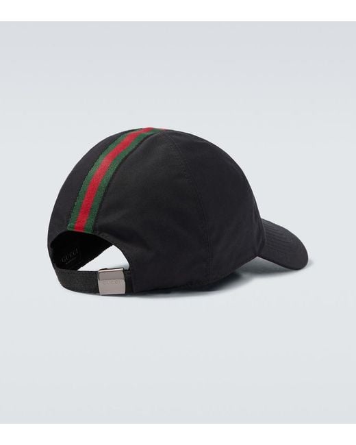 Gucci Black Web Stripe Canvas Baseball Cap for men