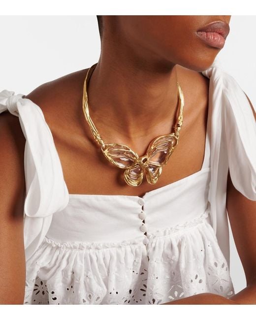 Chloé Metallic Butterfly Pendant Necklace