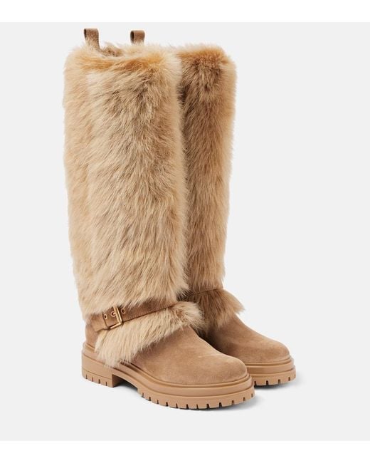 Gianvito Rossi Brown Stiefel Aus Veloursleder Mit Shearling