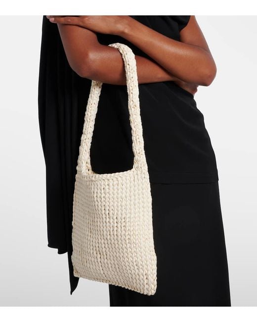 The Row White Didion Woven Shoulder Bag