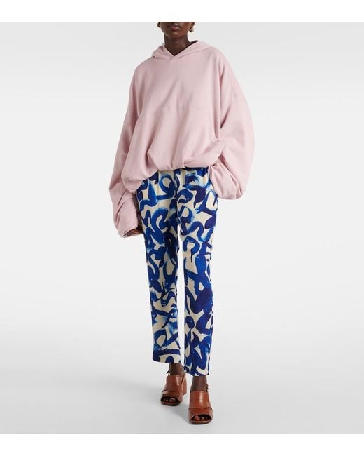 Dries Van Noten Blue Printed Slim Pants