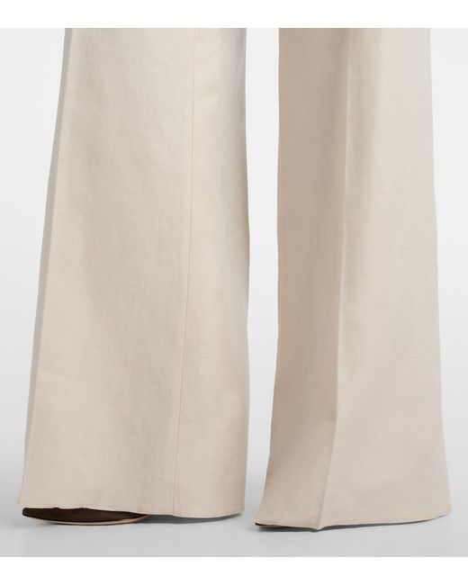 Max Mara Natural Badesse High-Rise Linen Wide-Leg Pants