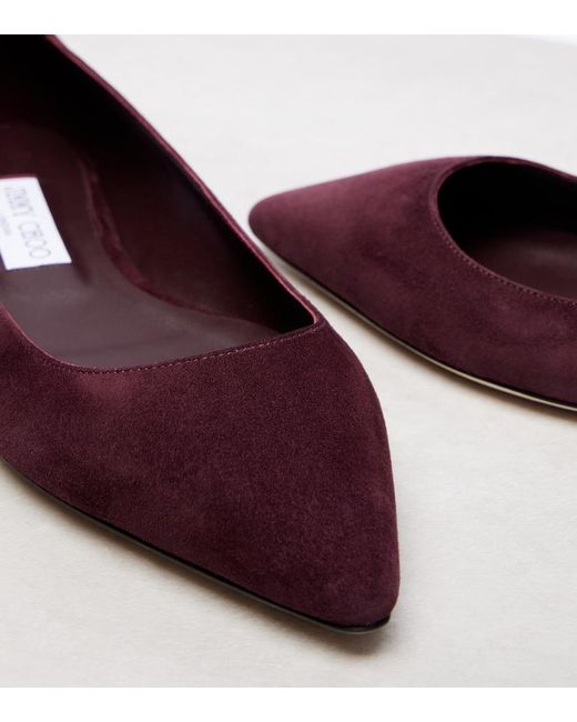 Jimmy Choo Purple Romy Suede Ballet Flats