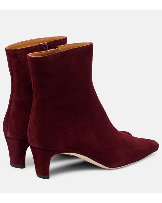 Staud Red Wally 55 Suede Ankle Boots