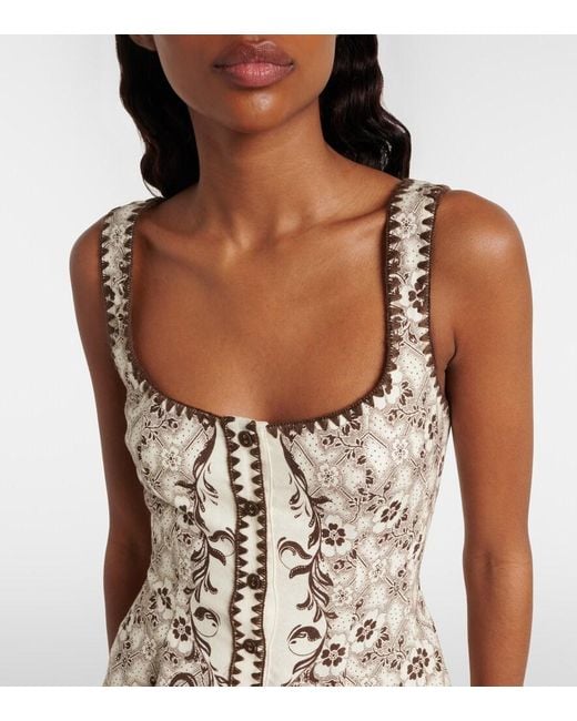 ALÉMAIS Natural Printed Linen And Cotton Minidress