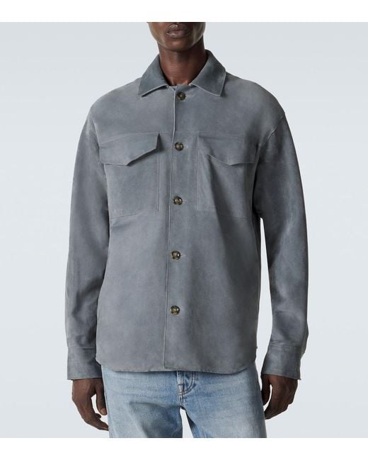 Lardini Gray Suede Overshirt for men