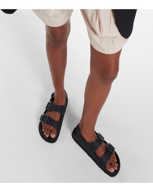 Birkenstock Blue Milano Luxe Raffia Sandals