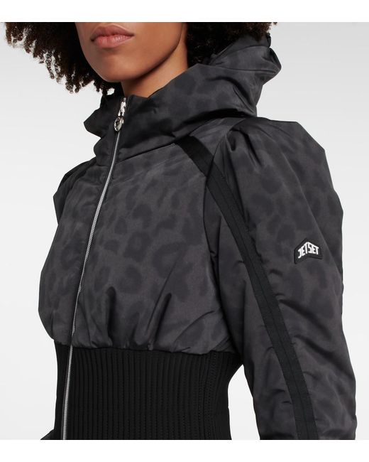 Jet Set Black Raffaella Leopard-Print Ski Jacket