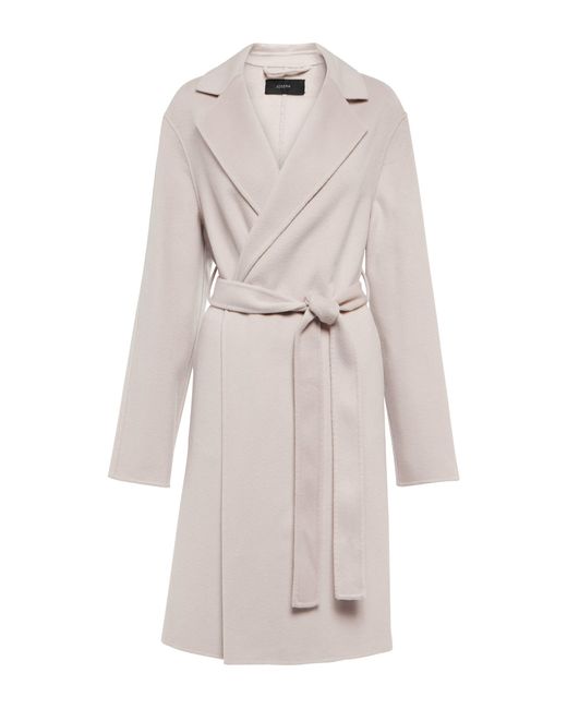 JOSEPH Cenda Wool And Cashmere Wrap Coat in White | Lyst