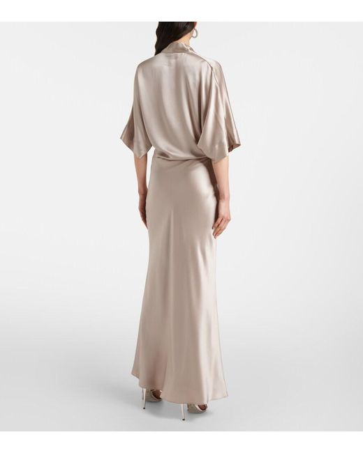 The Sei Natural Gathered Silk Satin Blouse