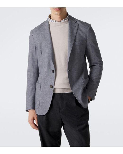 Eleventy Gray Wool, Cotton, And Cashmere Blazer for men