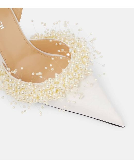 Escarpins Slingback Floating Pearl 85 En Satin Mach & Mach en coloris Natural