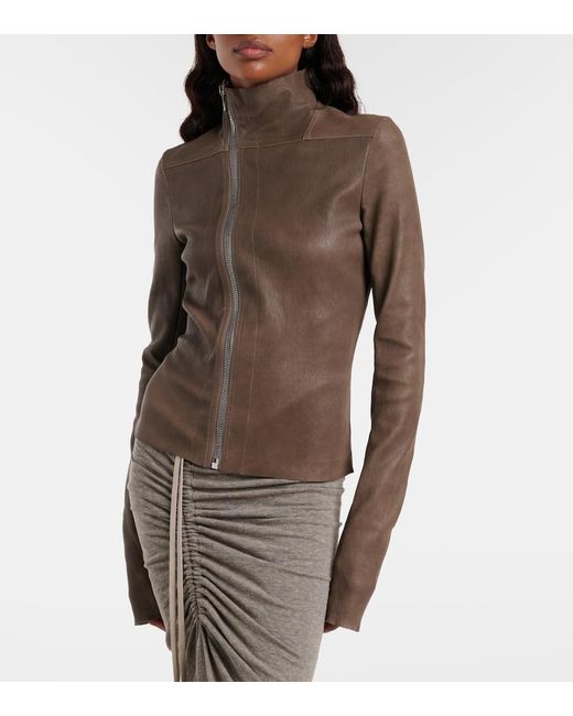 Rick Owens Brown Gary Leather Jacket