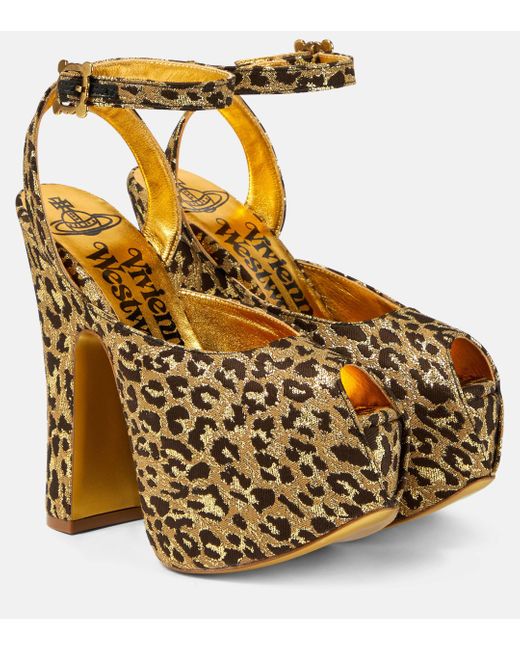 Vivienne Westwood Metallic Vargas Leopard-print Platform Sandals