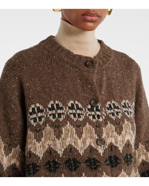 Altuzarra Brown Cammie Fair Isle Wool-Blend Cardigan