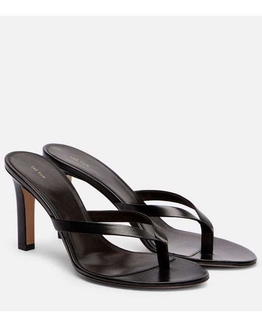 The Row Black Sacha Leather Thong Sandals