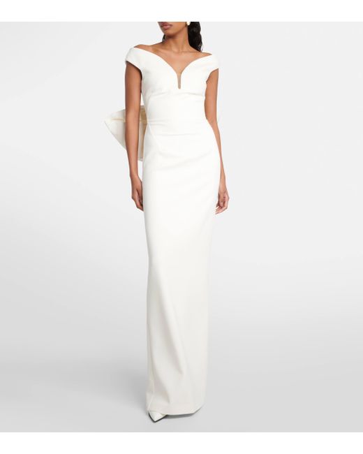 Safiyaa White Bridal Damona Embellished Gown