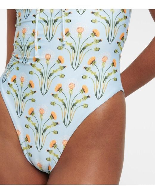 Agua Bendita Blue Floral-Print Swimsuit