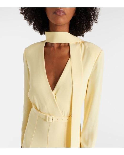 Roland Mouret Yellow Belted Cady Midi Dress
