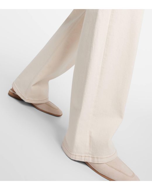 Brunello Cucinelli Natural Garment-dyed Wide-leg Jeans