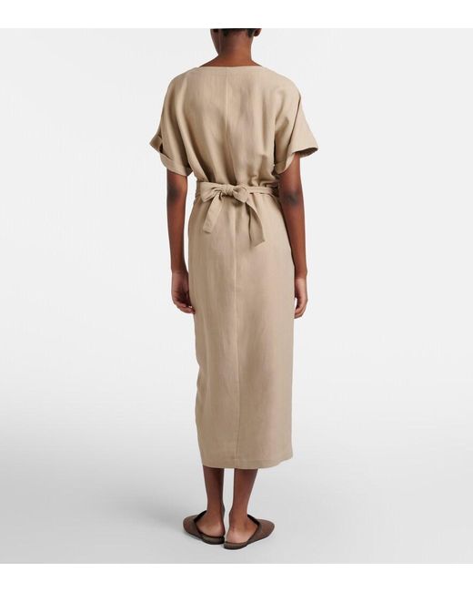 Brunello Cucinelli Natural Draped Wrap Dress