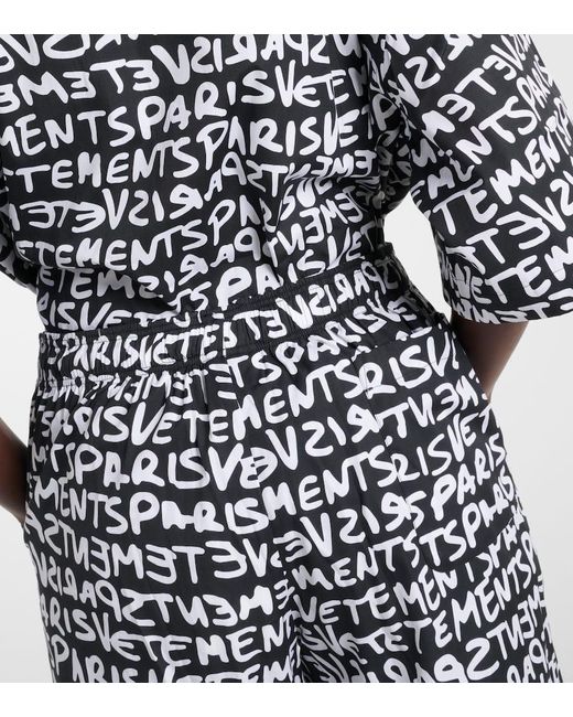 Vetements White Printed High-Rise Cotton Wide-Leg Pants