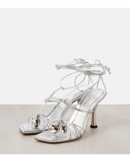 Jimmy Choo White Jemma 90 Metallic Leather Sandals