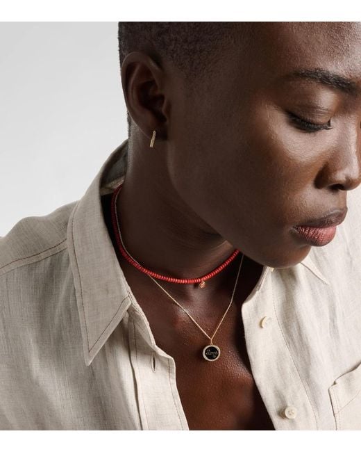 Sydney Evan Red Bamboo Coral And 14Kt Charm Necklace