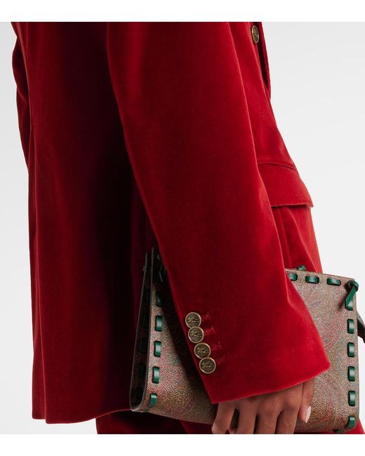 Etro Red Double-Breasted Jacket With Peak Revers