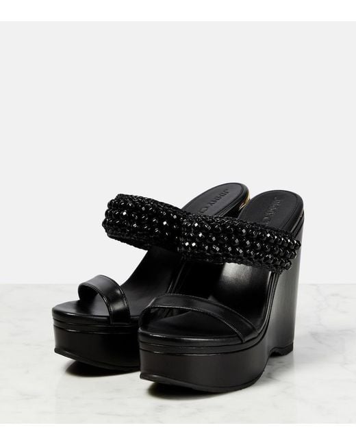 Jimmy Choo Black Amoure Wedge 130 Leather Sandals