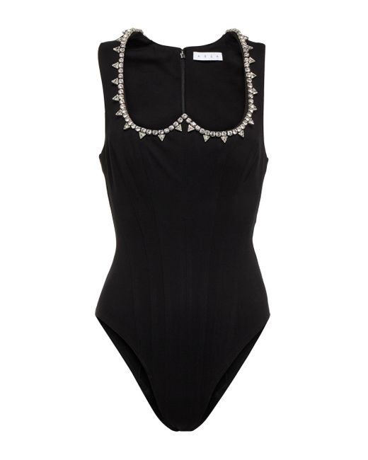 Area Black Crystal-embellished Bodysuit