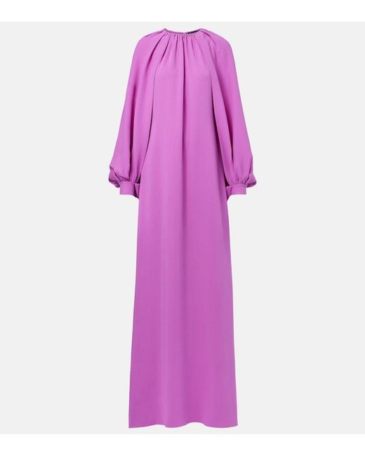 Oscar de la Renta Purple Draped Silk-Blend Gown