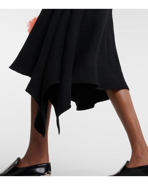 Jil Sander Black Asymmetric Wool Midi Dress