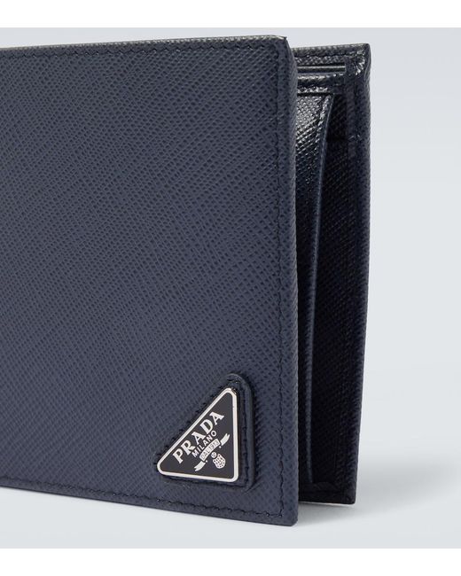Prada Blue Logo Leather Wallet for men