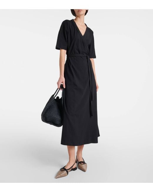 Max Mara Black Pisano Cotton-blend Jersey Midi Dress